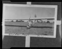 John Kelder seated in a glider, original photo 1927-1935, copy print 1935