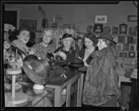 Assistance League members plan an Easter fashion parade, Los Angeles, 1936