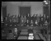 Los Angeles County Grand July members in the courtroom, 1933