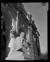 Know Your City No.49. "Man and the Machine" sculpture and façade of the east door at Los Angeles County Museum