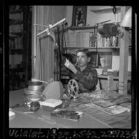 13 year-old film maker Cal Lewin editing a film at home in North Hollywood, Calif., 1965