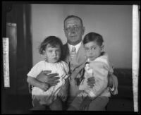 Superior Court Judge C. P. Vicini with adoptive children Patsy Ann Thayer and William Charles Carleton, Amador County, 1927