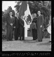 Raising the Mexican flag in Los Angeles Plaza