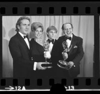 Robert L. Jacks, Michael Learned, Richard Thomas and Lee Rich with their Emmys for "The Waltons," 1973