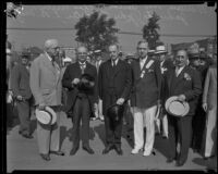 Vice-President Curtis and Assistant Secretary of Navy Jahncke being received for the Olympic Games, Los Angeles, 1932