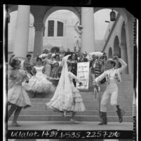 Dancers in Spanish costumes performing at 183rd anniversary of the founding of the City of Los Angeles, 1964