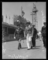 Major-General Paul Malone and expo president Frank Belcher, strolling, [San Diego ?], 1935