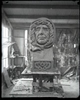 Clay model of a sculpted bust of explorer Roald Amundsen bust, Los Angeles, 1928