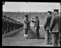 Chief Davis inspecting police at Los Angeles Memorial Coliseum, Los Angeles, 1927