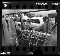 California Air Resources Board technicians conducting car certification tests in El Monte, Calif., 1973