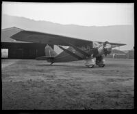 Bellanca model J Pathfinder, "Rosemarie," that broke the world's endurance flight record, San Diego, 1928