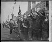 Buddy Scothern at the Armistice Day parade, Los Angeles, 1937