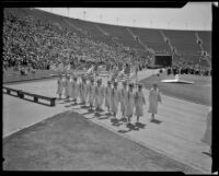 Women march in a Memorial Day parade at the Coliseum, Los Angeles, 1934