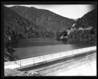 Partial view of the San Dimas Dam and reservoir, San Dimas, 1920s ...