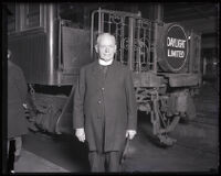 Father Jerome Ricard at the train station, Santa Clara, circa 1928