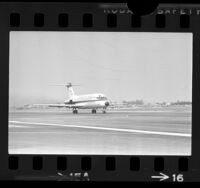 Douglas DC-9 airliner on runway at Long Beach Municipal Airport, Calif., 1965