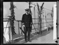 Commander Andrew S. Hickey on a ship, Los Angeles