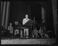 Scott M. Loftin, past president of the American Bar Association, speaking at their annual convention, Los Angeles, 1935