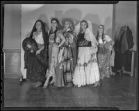 Performers pose in costume at the Los Angeles Times "Mexican Night" event, Los Angeles, 1935