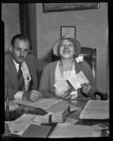 Minnie Kennedy with attorney Marion P. Betty filing for divorce from "Whataman" Guy Edward Hudson, Los Angeles, 1931-1939