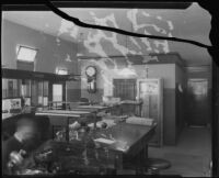 First National Bank, interior, following robbery, Arcadia, 1922