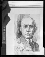 Portrait drawing of Roald Amundsen, 1927