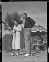 Mr. and Mrs. Willard and Helen Shepherd on the golf course, Los Angeles, 1936