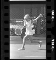 9-year-old Tracy Austin playing in the Los Angeles Junior Tennis Tournament, 1972