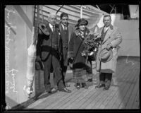 Carlo Marchetti, Joseph Marchetti, Emma Marchetti, and Roger Marchetti on board the Finland, San Pedro, 1926