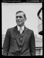 Captain William Verleger on board the Matson liner Lurline, arriving from an expedition to Antarctica, Los Angeles, 1934