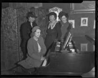 Mrs. Bohn Barrington, Mona Kinsella, Mrs. Russell H. Newting, and Marion Talley, Los Angeles, 1936