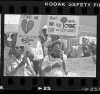 Neighborhood demonstration against drugs and crime at Mt. Pleasant Hill Baptist Church in Los Angeles, Calif., 1983