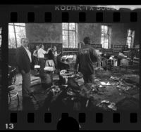 Arson investigators in art and music reading room of Los Angeles Central Library, 1986