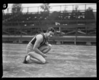 Charley Paddock warming up, Los Angeles, 1920s