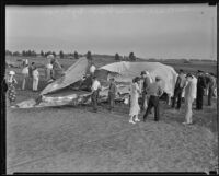 Wreckage from a plane crash at Mines Field, Los Angeles, 1935