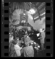 Cocktail hour in the grand lobby of the at Biltmore Hotel, Calif., 1986