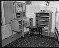 Destroyed furniture belonging to Lillian Mildred Rice, Los Angeles, 1935