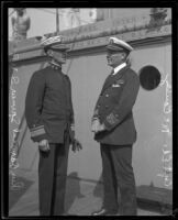 Admiral Spencer S. Wood and Captain Ed McCouley aboard the Baltimore, San Pedro, 1920