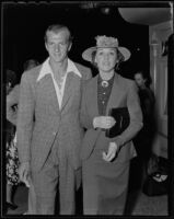 Actor and Olympiate Herman Brix and his wife Jeanette Braddock attend a movie premiere, Los Angeles, 1936