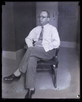 Former district attorney Asa Keyes in a courtroom at the time of his trial for bribery, Los Angeles, 1929