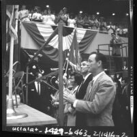 Roy Rogers and Ronald Reagan at Youth Night salute of the Southern California School of Anti-Communism, 1961