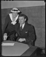 Wade Crosby and his wife Alma at court, Los Angeles, 1936