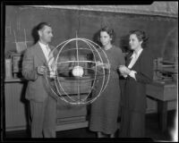 Frank S. Trueblood, instructor at Los Angeles Junior College, explaining "celestial sphere" to students, Los Angeles, 1933