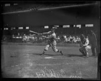 Jim Oglesby makes a swing, Los Angeles, 1935