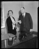 Evangelist Rheba Crawford Splivalo and Los Angeles County Treasurer Howard Byram, [Los Angeles?], 1931