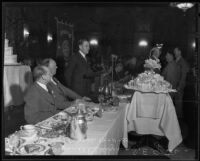 W.J. Braunschweiger, S.E. Gates, and Paul Hoffman at headtable, Los Angeles, 1935