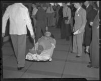 Barbara Ward who fainted during a bank robbery, Los Angeles, 1936