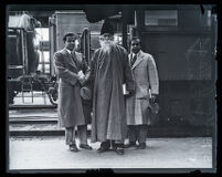 Rabindranath Tagore arrives with S. Datta and A. K. Chanda to teach at USC, Los Angeles, 1929