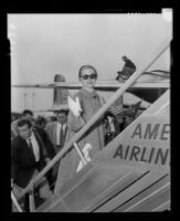 Grace Kelly boarding an American Airlines plane, Los Angeles, 1956