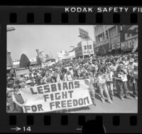 Gay Pride parade on Hollywood Blvd. in Los Angeles, Calif., 1977